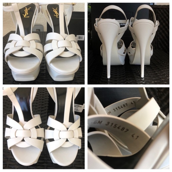 YSL SAINT LAURENT White Tribute Platform Sandals size 41 ( fits 10- 10,5) - Picture 13 of 16